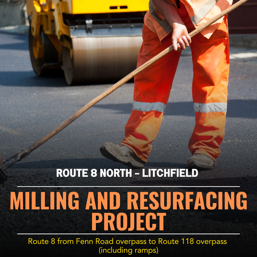 Milling and Resurfacing on Route 8 North in Litchfield